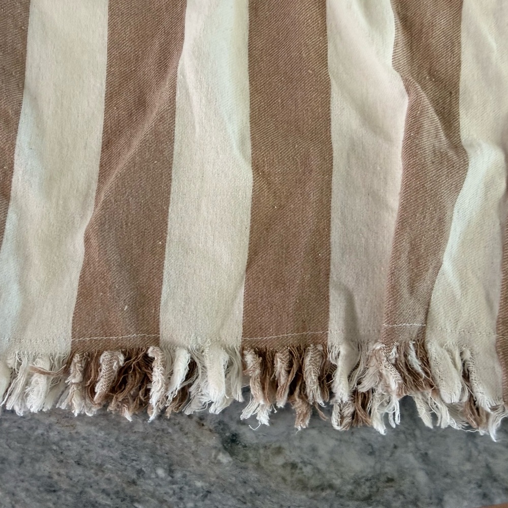 Umgee Beige and Cream Vertical Stripe Wide Leg Pants - Picture 4 of 5